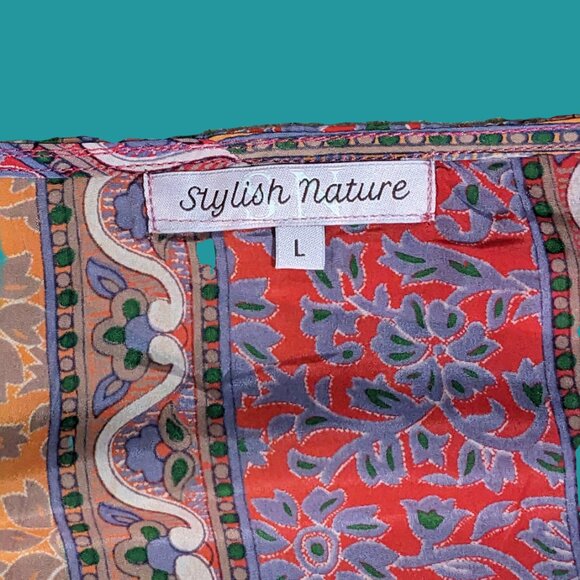 Stylish Nature Boho High-Low Floral Dress Size L Preowned - Picture 7 of 7